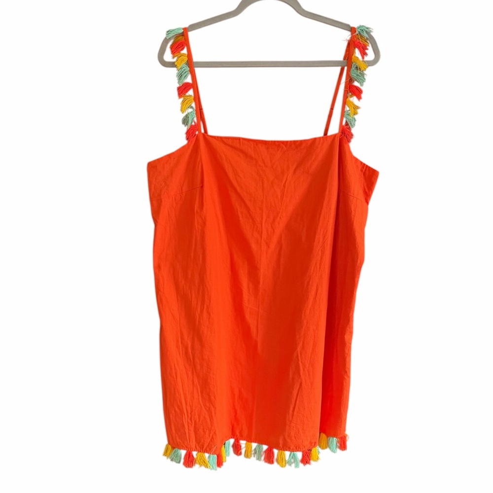NWT ANTHROPOLOGIE Shift Mini Dress L Tassels Orange - Picture 4 of 13